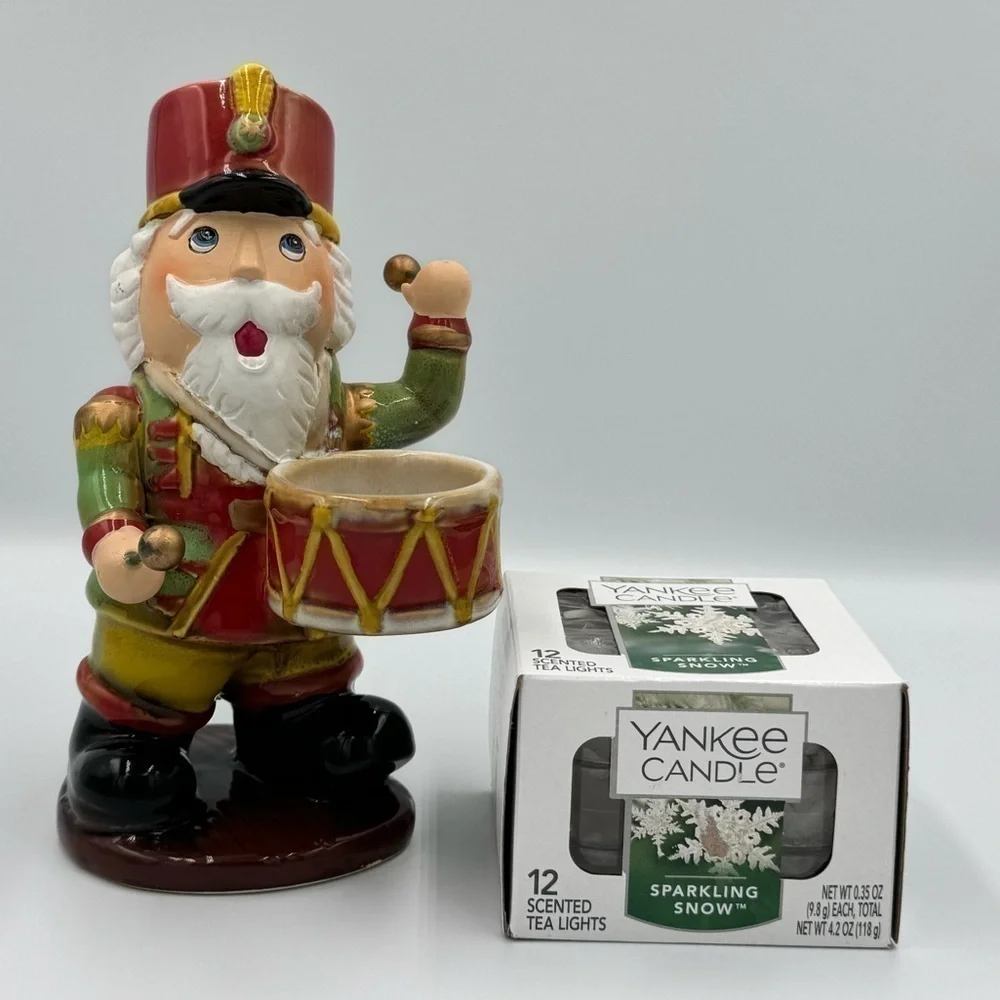 Yankee Candle Drummer/Nutcracker Tea Light Holder & Box of New Tea Lights